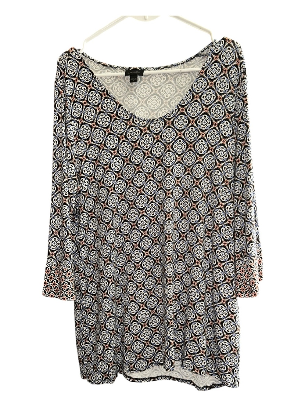 J. Jill Black, White & Brown Geometric Scoop-Neck Tunic